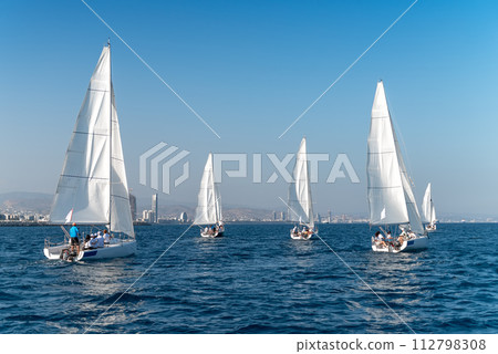 Sailing yacht race. Yachting sport. Limassol, Cyprus Sailing yacht race. Yachting sport. Limassol, Cyprus 112798308