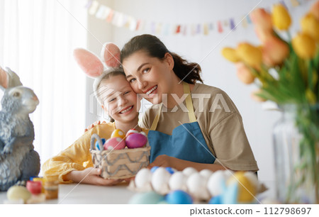 family preparing for Easter family preparing for Easter 112798697