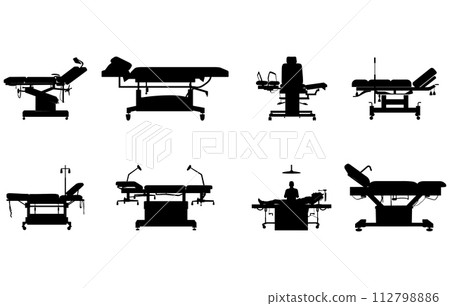 Medical Operating table silhouette , Operating table glyph icon vector, 112798886