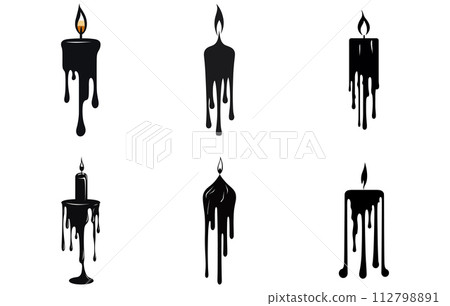 Melted candle logo silhouette , Melting candle silhouette vectors 112798891