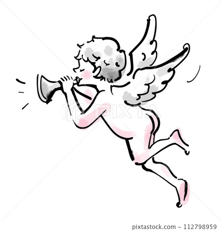 可愛天使 天使丘比特 天使喇叭新娘婚禮 112798959