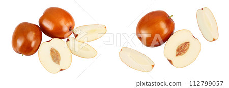 jujube or chinese date isolated on white background . Top view. Flat lay 112799057