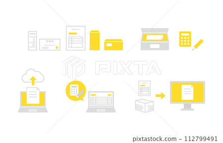 Icon set for DX conversion and electronic data creation 112799491
