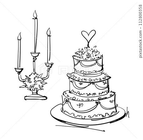 婚禮蛋糕燭光心 婚禮蛋糕燭光心 112800358