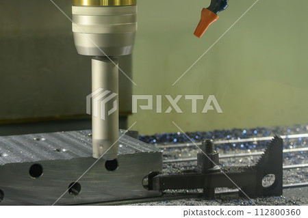 The CNC milling machine rough cutting the injection mold parts by indexable tools. The CNC milling machine rough cutting the injection mold parts by indexable tools. 112800360