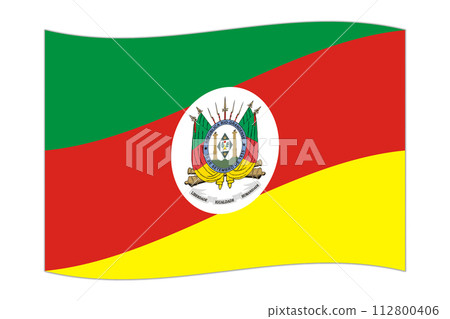 Waving flag of Rio Grande do Sul. Vector illustration. 112800406