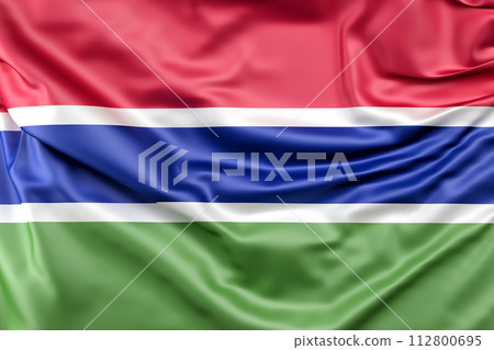 Ruffled Flag of Gambia. 3D rendering. Isolated 112800695