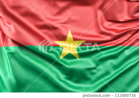 Ruffled Flag of Burkina Faso. 3D Rendering 112800738