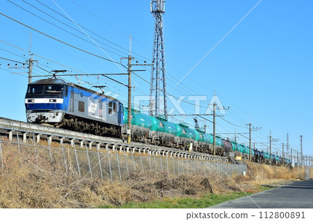 Freight train running on the Musashino line Freight train running on the Musashino line 112800891