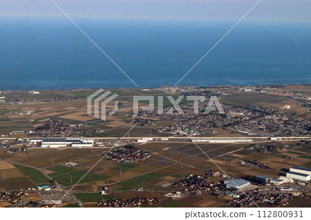 View from above: Hakusan City, Ishikawa Prefecture (near Hokuriku Shinkansen Hakusan General Depot) View from above: Hakusan City, Ishikawa Prefecture (near Hokuriku Shinkansen Hakusan General Depot) 112800931