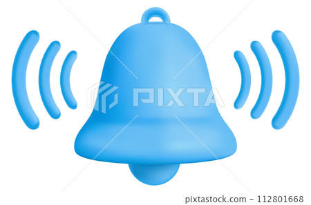 Blue bell ringing. Notification 3d icon. Reminder symbol 112801668
