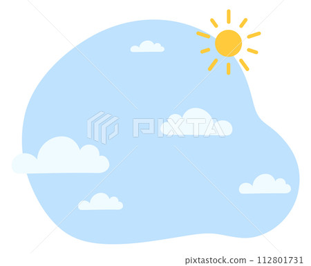 Clouds and sun in sky. Weather icon. Summer heat Clouds and sun in sky. Weather icon. Summer heat 112801731