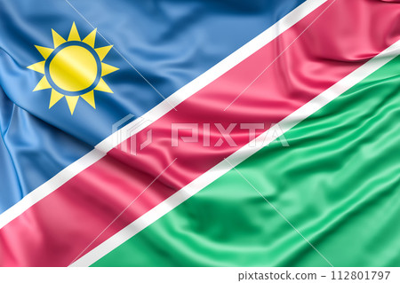 Ruffled Flag of Namibia. 3D Rendering 112801797