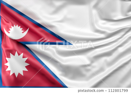 Ruffled Flag of Nepal. 3D Rendering Ruffled Flag of Nepal. 3D Rendering 112801799