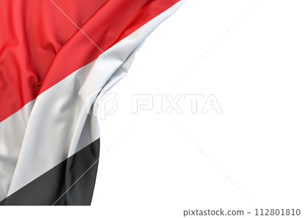 Flag of Principality of Sealand in the corner on white background. 3D rendering. Isolated Flag of Principality of Sealand in the corner on white background. 3D rendering. Isolated 112801810