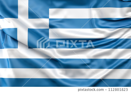 Ruffled Flag of Greece. 3D rendering 112801823