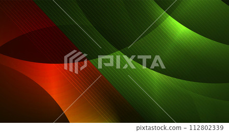 Green red glowing waves and lines abstract elegant background 112802339