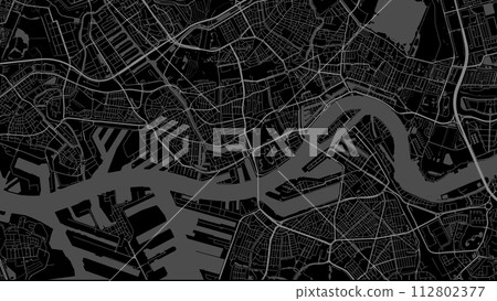 Black Rotterdam map, city in Netherlands. Streetmap municipal area. 112802377
