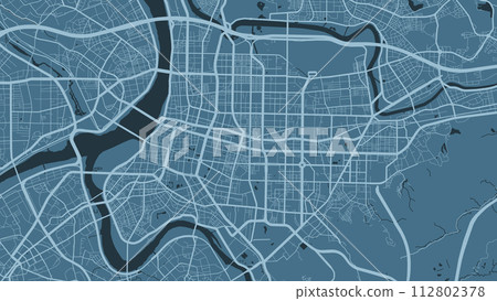 Blue Taipei map, city in Taiwan. Streetmap municipal area. 112802378