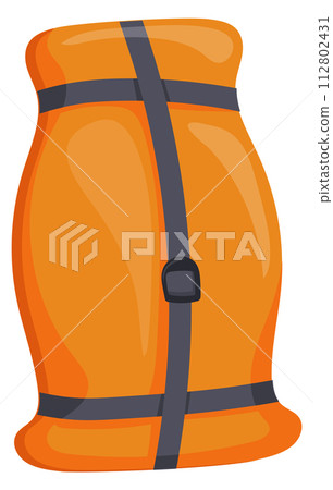 Camping gear cartoon icon. Sleeping bag roll Camping gear cartoon icon. Sleeping bag roll 112802431