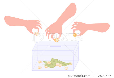 Hands collecting money for charity or community needs Hands collecting money for charity or community needs 112802586