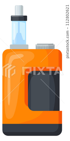 Vaporing gadget. Cartoon hipster flavor cigarette icon Vaporing gadget. Cartoon hipster flavor cigarette icon 112802621