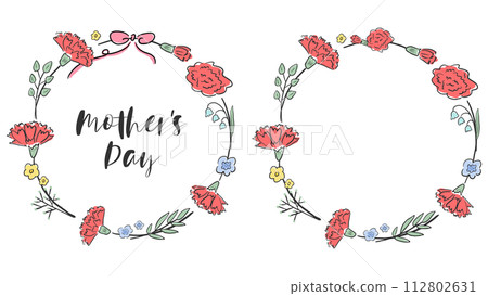 Cute hand drawn illustration of red carnation flowers, decoration, mother's day Cute hand drawn illustration of red carnation flowers, decoration, mother's day 112802631