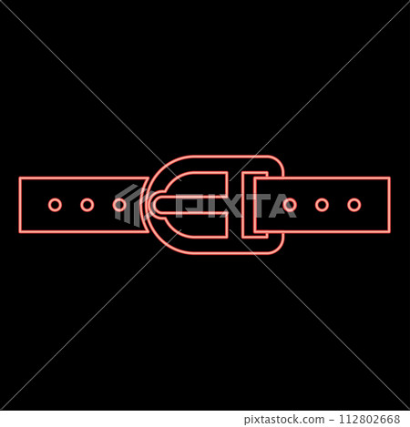 Neon pants belt leather strapping with buckle trouser red color vector illustration image flat style 112802668