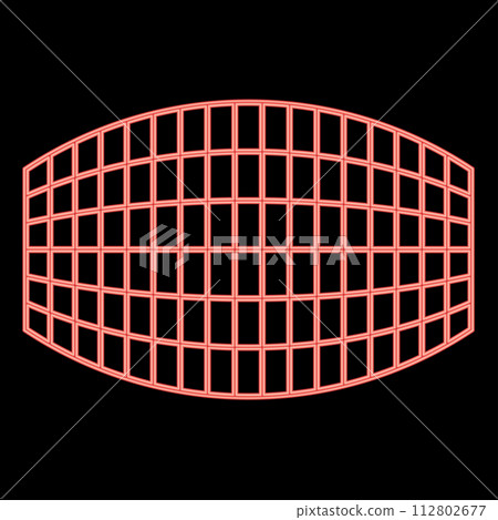 Neon rectangle in projection grid checkered red color vector illustration image flat style 112802677