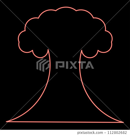 Neon nuclear explosion burst mushroom explosive destruction red color vector illustration image flat style Neon nuclear explosion burst mushroom explosive destruction red color vector illustration image flat style 112802682