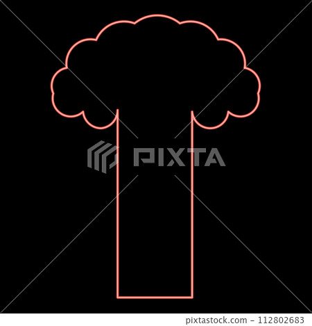 Neon nuclear explosion burst mushroom explosive destruction red color vector illustration image flat style Neon nuclear explosion burst mushroom explosive destruction red color vector illustration image flat style 112802683