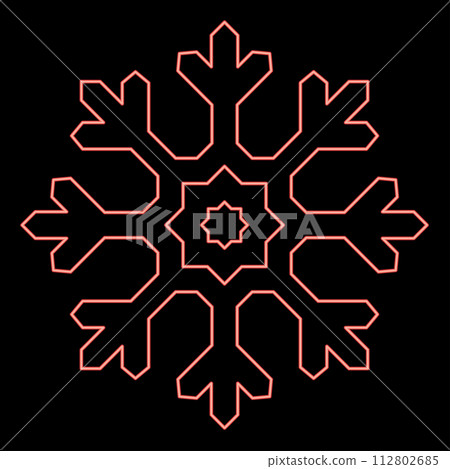Neon snowflake red color vector illustration image flat style 112802685