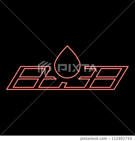 Neon drop on lattice rain sewage system road drain drainage flooded water on grate red color vector illustration image flat style 112802710