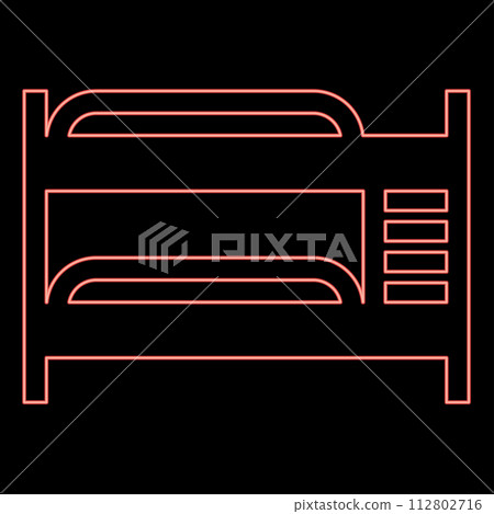 Neon double tier bunk bed red color vector illustration image flat style Neon double tier bunk bed red color vector illustration image flat style 112802716