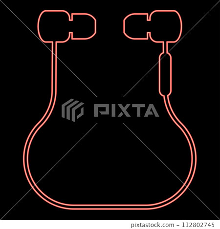 Neon vacuum headphones wired wireless red color vector illustration image flat style Neon vacuum headphones wired wireless red color vector illustration image flat style 112802745