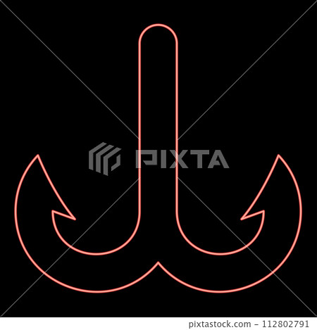 Neon fish hook anchor sea fishhook red color vector illustration image flat style Neon fish hook anchor sea fishhook red color vector illustration image flat style 112802791