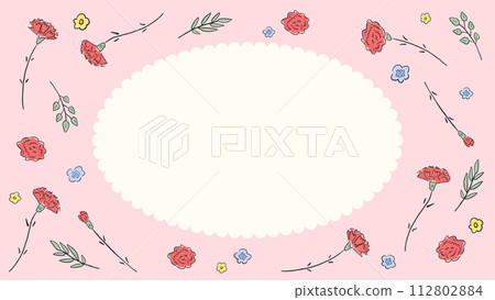 Carnation background frame inspired by Mother's Day, cute hand drawn illustration 112802884
