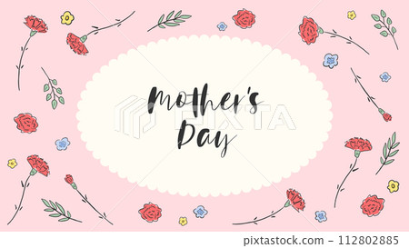 康乃馨背景框架靈感來自母親節，可愛的手繪插圖 112802885