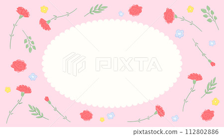 康乃馨背景框架靈感來自母親節，可愛的手繪插圖 112802886