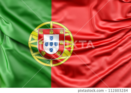 Ruffled Flag of Portugal. 3D Rendering 112803284