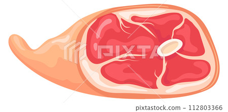 Raw pork leg. Uncooked ham cartoon icon Raw pork leg. Uncooked ham cartoon icon 112803366