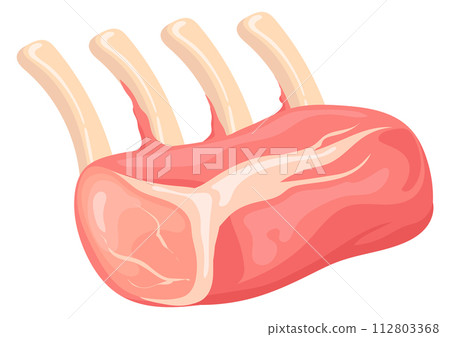 Raw ribs meat cartoon icon. Butcher pork symbol 112803368
