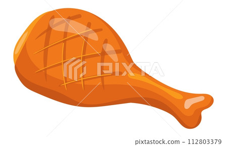 Grilled chicken leg. Roasted meat cartoon icon Grilled chicken leg. Roasted meat cartoon icon 112803379