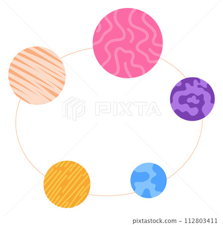 Planet icon. Universe symbol. Colorful space system Planet icon. Universe symbol. Colorful space system 112803411