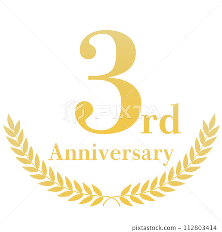 Golden laurel 3rd anniversary decorative frame Golden laurel 3rd anniversary decorative frame 112803414