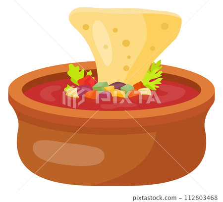 Salsa bowl. Traditional mexican dip sauce cartoon icon 112803468