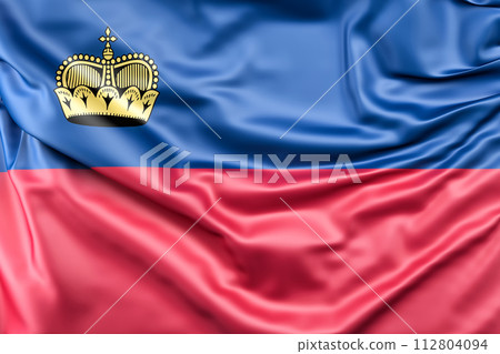 Ruffled Flag of Liechtenstein. 3D Rendering Ruffled Flag of Liechtenstein. 3D Rendering 112804094