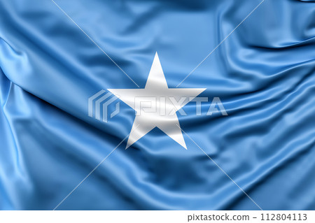 Ruffled Flag of Somalia. 3D Rendering 112804113