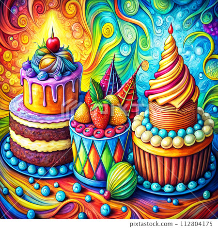 birthday cakes in line art birthday cakes in line art 112804175