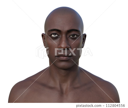 A man with hypertropia, 3D illustration A man with hypertropia, 3D illustration 112804556